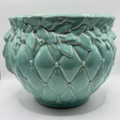 LOT 63K: Vintage Teal Pottery Planters made in USA: McCoy & More