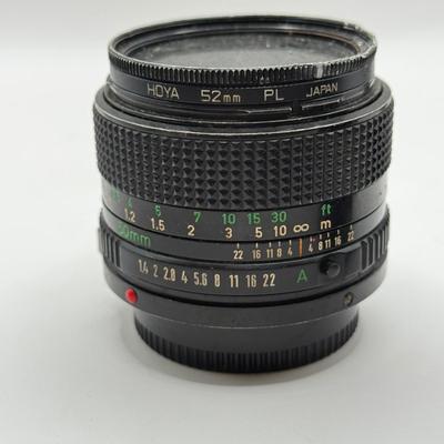 LOT 65K: Vintage & Modern Canon Collection: 24mm f/2.8 Lens, 50mm f/1.4 Lens, 35mm f/2.8 Lens, Power Winder A2, Speedlite Flashes:...