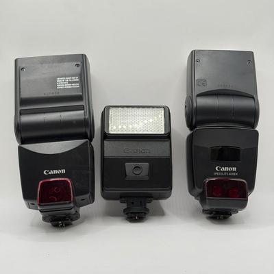 LOT 65K: Vintage & Modern Canon Collection: 24mm f/2.8 Lens, 50mm f/1.4 Lens, 35mm f/2.8 Lens, Power Winder A2, Speedlite Flashes:...