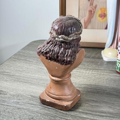 LOT 67K: Collection of Religious Statues & Framed Prints: Goebel, Jim Shore, Marble & More