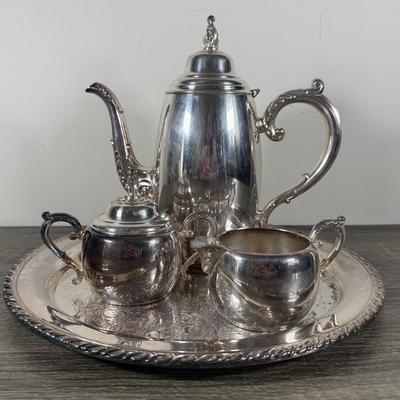LOT 68K: Vintage William A Rogers by Oneida Silversmiths Silver Plated Tea Set