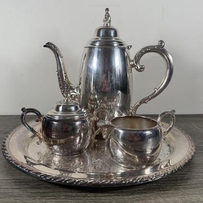 LOT 68K: Vintage William A Rogers by Oneida Silversmiths Silver Plated Tea Set