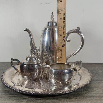 LOT 68K: Vintage William A Rogers by Oneida Silversmiths Silver Plated Tea Set