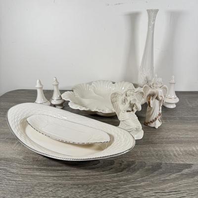 LOT 69K: Lenox Collection: China Jewels Angel, Trumpeting Angel, Woodland Bowl & Vase, Salt and Pepper Shaker Sets & More