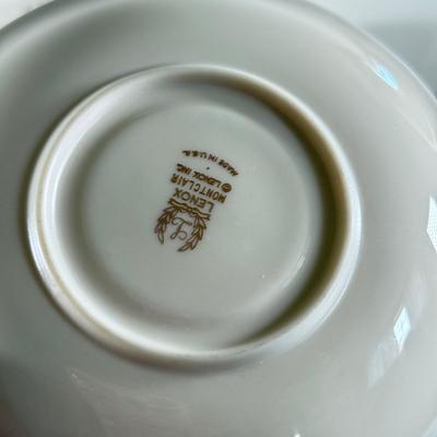 LOT 70K: Lenox Solitaire Plates in 3 Sizes w/ Montclair Tea Set & Salt and Pepper Shakers