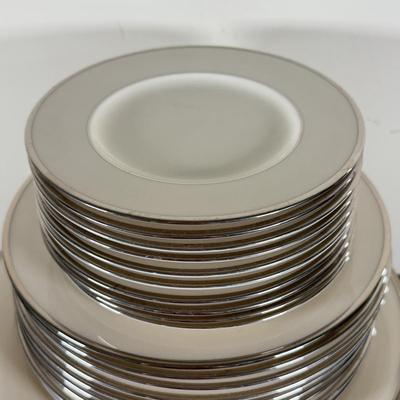 LOT 70K: Lenox Solitaire Plates in 3 Sizes w/ Montclair Tea Set & Salt and Pepper Shakers