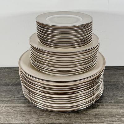 LOT 70K: Lenox Solitaire Plates in 3 Sizes w/ Montclair Tea Set & Salt and Pepper Shakers