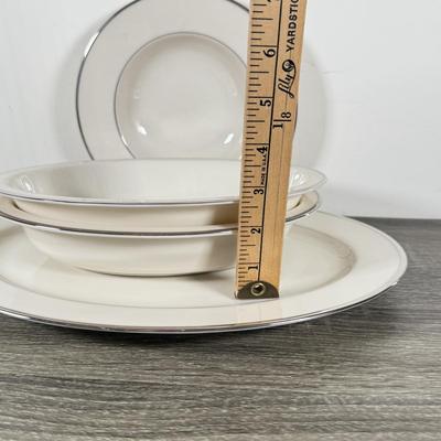 LOT 70K: Lenox Solitaire Plates in 3 Sizes w/ Montclair Tea Set & Salt and Pepper Shakers