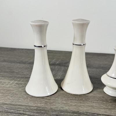 LOT 70K: Lenox Solitaire Plates in 3 Sizes w/ Montclair Tea Set & Salt and Pepper Shakers