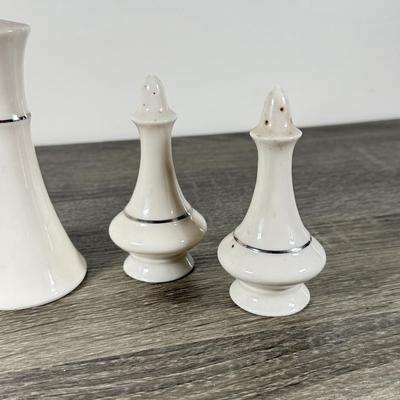 LOT 70K: Lenox Solitaire Plates in 3 Sizes w/ Montclair Tea Set & Salt and Pepper Shakers