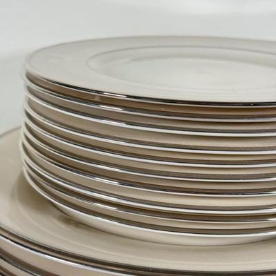 LOT 70K: Lenox Solitaire Plates in 3 Sizes w/ Montclair Tea Set & Salt and Pepper Shakers