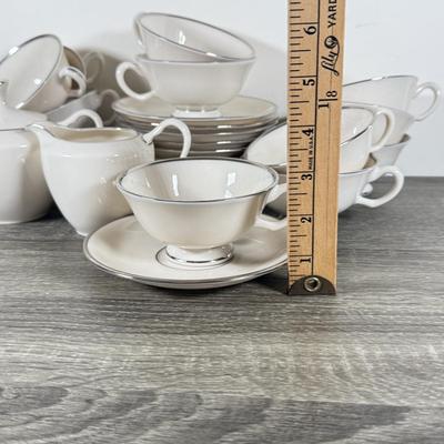 LOT 70K: Lenox Solitaire Plates in 3 Sizes w/ Montclair Tea Set & Salt and Pepper Shakers