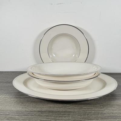 LOT 70K: Lenox Solitaire Plates in 3 Sizes w/ Montclair Tea Set & Salt and Pepper Shakers