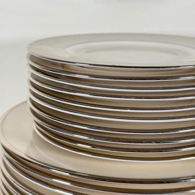 LOT 70K: Lenox Solitaire Plates in 3 Sizes w/ Montclair Tea Set & Salt and Pepper Shakers