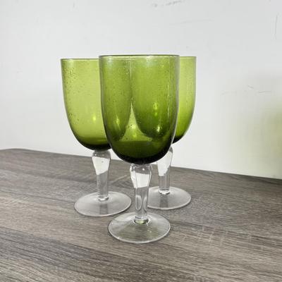 LOT 71D: Collection of Vintage Colored Glass: Green, Blue & Red Cut Clear