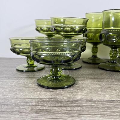 LOT 71D: Collection of Vintage Colored Glass: Green, Blue & Red Cut Clear