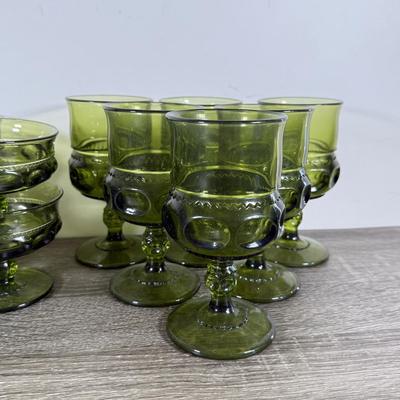 LOT 71D: Collection of Vintage Colored Glass: Green, Blue & Red Cut Clear