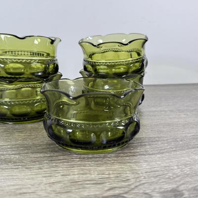 LOT 71D: Collection of Vintage Colored Glass: Green, Blue & Red Cut Clear
