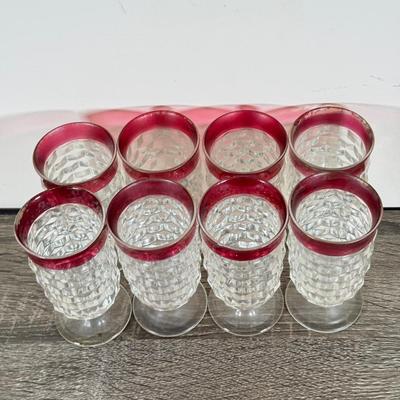 LOT 71D: Collection of Vintage Colored Glass: Green, Blue & Red Cut Clear
