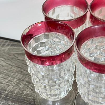 LOT 71D: Collection of Vintage Colored Glass: Green, Blue & Red Cut Clear
