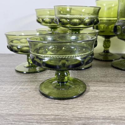 LOT 71D: Collection of Vintage Colored Glass: Green, Blue & Red Cut Clear
