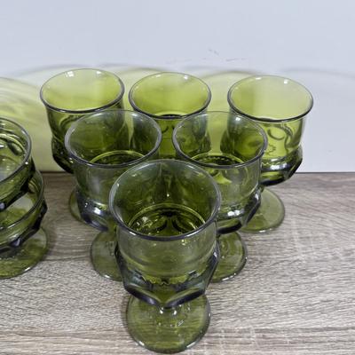 LOT 71D: Collection of Vintage Colored Glass: Green, Blue & Red Cut Clear