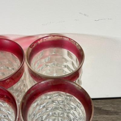 LOT 71D: Collection of Vintage Colored Glass: Green, Blue & Red Cut Clear