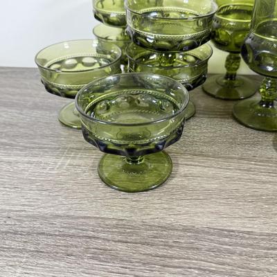 LOT 71D: Collection of Vintage Colored Glass: Green, Blue & Red Cut Clear