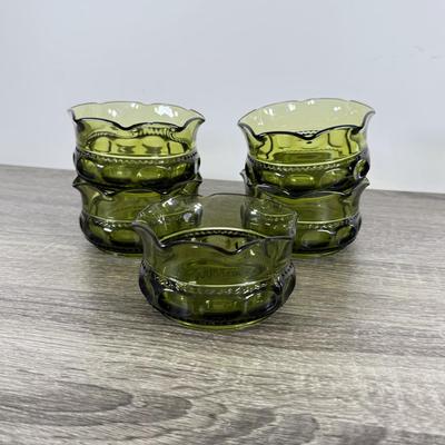 LOT 71D: Collection of Vintage Colored Glass: Green, Blue & Red Cut Clear