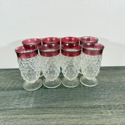 LOT 71D: Collection of Vintage Colored Glass: Green, Blue & Red Cut Clear
