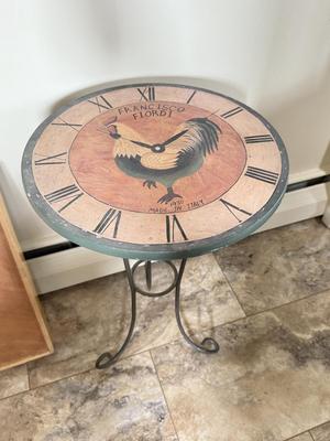 LOT 72K: Rooster Collection: 2003 Lamp, Table, Stained Glass, Mosaic Tray & Cast Iron Door Stop