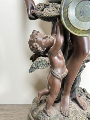 LOT 73D: Vintage Crosa Design Toscano Grande-Scale Flora Sculptural Swinging Pendulum Clock