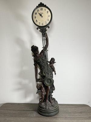 LOT 73D: Vintage Crosa Design Toscano Grande-Scale Flora Sculptural Swinging Pendulum Clock