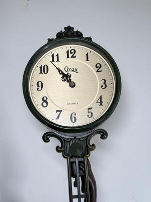 LOT 73D: Vintage Crosa Design Toscano Grande-Scale Flora Sculptural Swinging Pendulum Clock