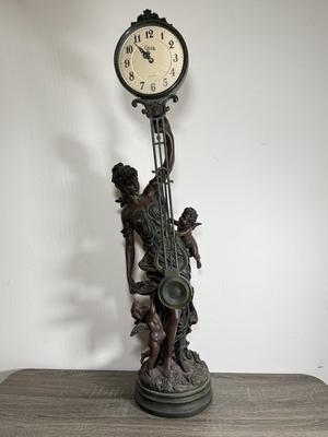 LOT 73D: Vintage Crosa Design Toscano Grande-Scale Flora Sculptural Swinging Pendulum Clock