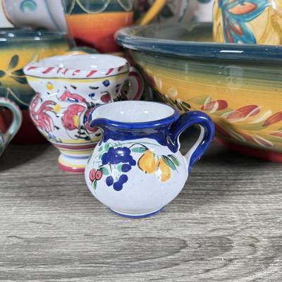 LOT 77K: Corsica Mugs & Bowls, Italian & Japanese Hand Painted Pottery Pieces & More
