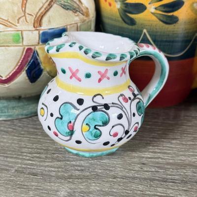 LOT 77K: Corsica Mugs & Bowls, Italian & Japanese Hand Painted Pottery Pieces & More