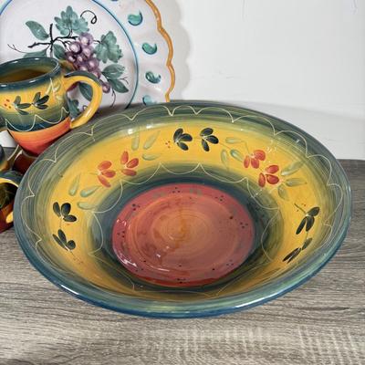 LOT 77K: Corsica Mugs & Bowls, Italian & Japanese Hand Painted Pottery Pieces & More