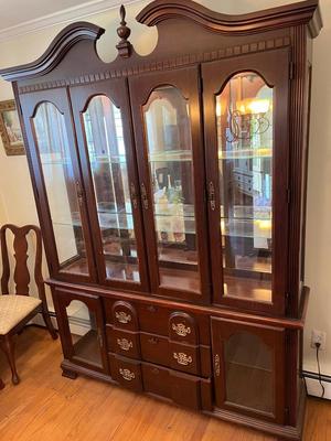 LOT 83D: Vintage Lighted Dining Hutch / China Cabinet