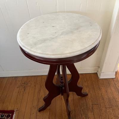 LOT 88L: Marble Top Vintage Wooden Side Table