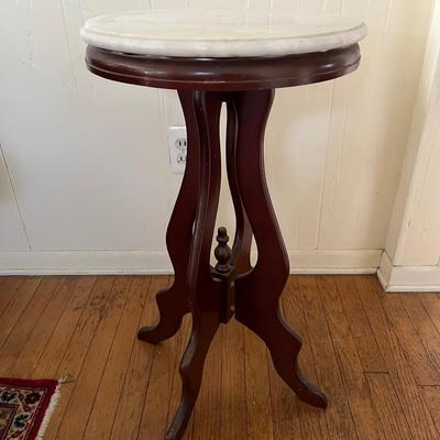 LOT 88L: Marble Top Vintage Wooden Side Table