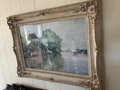 LOT 89L: Large Framed Print - "Houses on the Achterzaan" by Monet
