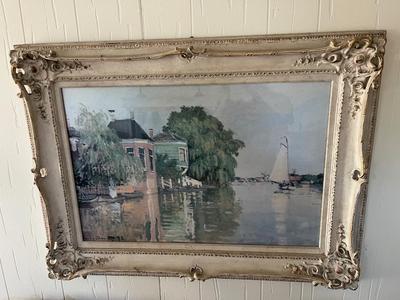 LOT 89L: Large Framed Print - "Houses on the Achterzaan" by Monet