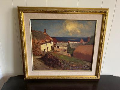 LOT 92L: Mid-Century Modern Horse Planter / TV Lamp + Framed Print
