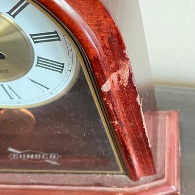 LOT 93: Vintage Sunoco Mantle Clock + Aneroid Barometer