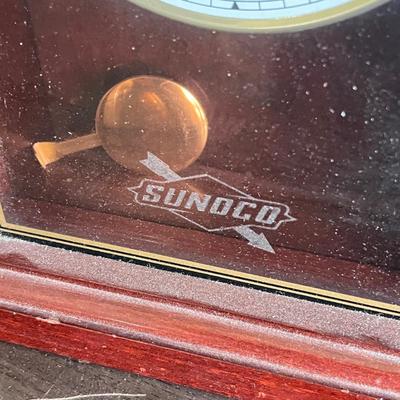 LOT 93: Vintage Sunoco Mantle Clock + Aneroid Barometer