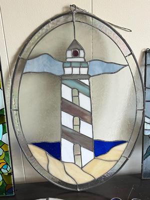 LOT 94L: Five Stained Glass Decorative Pieces