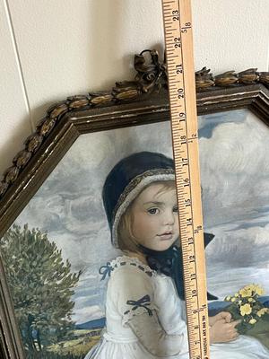 LOT 98L:Vintage / Antique Framed Print - "Anna Brigitta" by Corneille May + Antique Vintage Wall Pediment - Mase in Italy