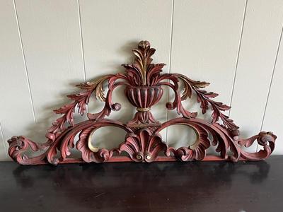 LOT 98L:Vintage / Antique Framed Print - "Anna Brigitta" by Corneille May + Antique Vintage Wall Pediment - Mase in Italy