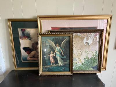 LOT 99L: Four Framed Agel Themed Art Prints